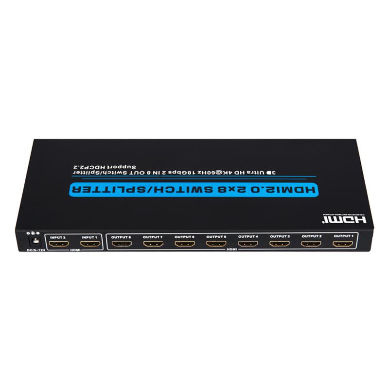 V2.0 HDMI 2x8 Switch / Splitter Ondersteuning 3D Ultra HD 4Kx2K @ 60Hz HDCP2.2