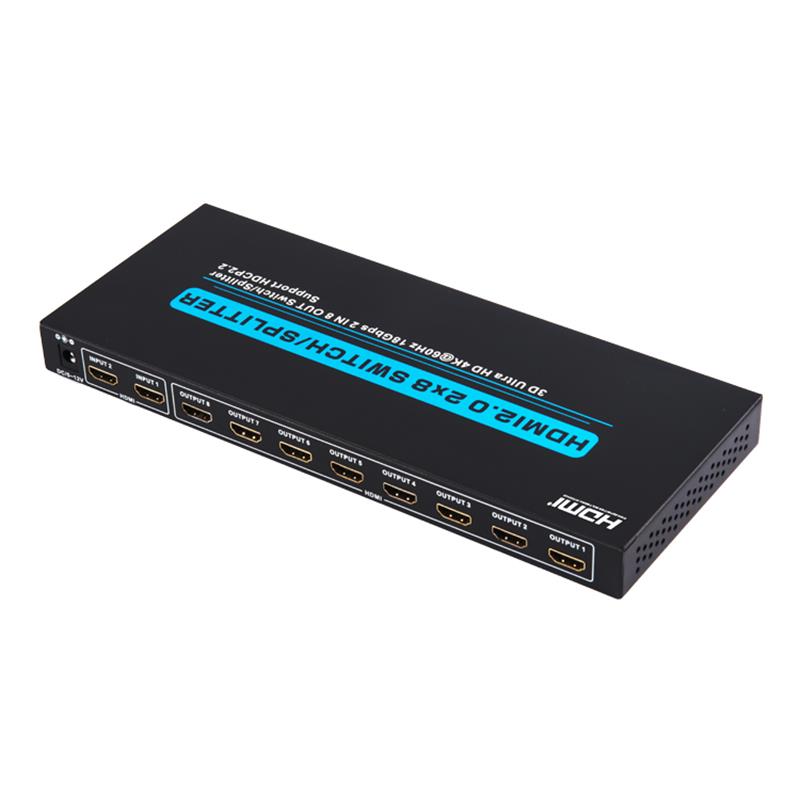 V2.0 HDMI 2x8 Switch / Splitter Ondersteuning 3D Ultra HD 4Kx2K @ 60Hz HDCP2.2