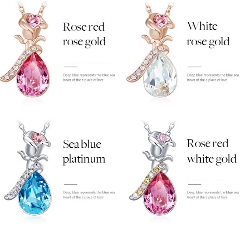 ROSE GOUD ROSE HANGER GEMSTONE CUBIC ZIRCONIA KETTING VROUWEN KETTING 925 STERLING ZILVER 2020