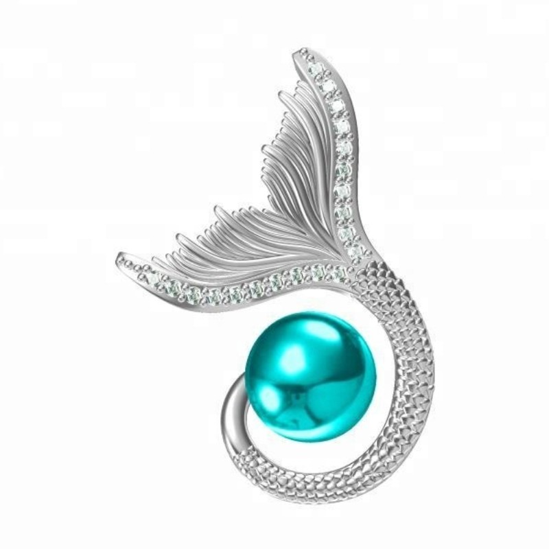 Zeemeermin edelsteen hanger oceaan blauw ketting 925 sterling zilver