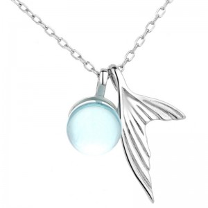 Zeemeermin edelsteen hanger oceaan blauw ketting 925 sterling zilver