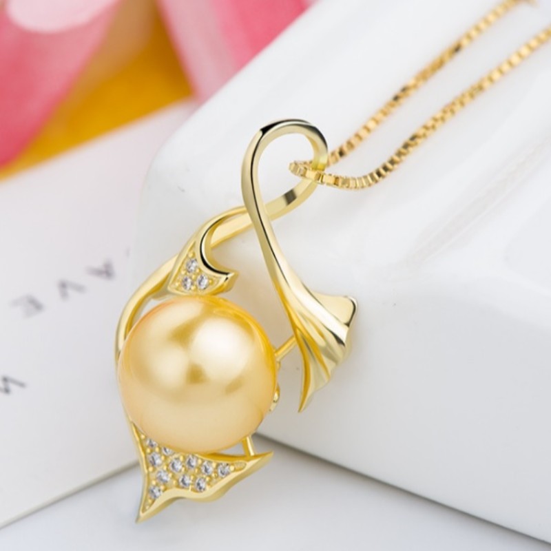 Zeemeermin parel hanger ketting voor vrouwen 14 k goud 925 sterling zilver