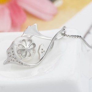 Zeemeermin parel hanger ketting voor vrouwen 14 k goud 925 sterling zilver