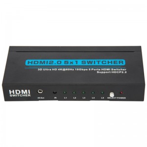 V2.0 HDMI 5x1 Switcher Ondersteuning 3D Ultra HD 4Kx2K @ 60Hz HDCP2.2