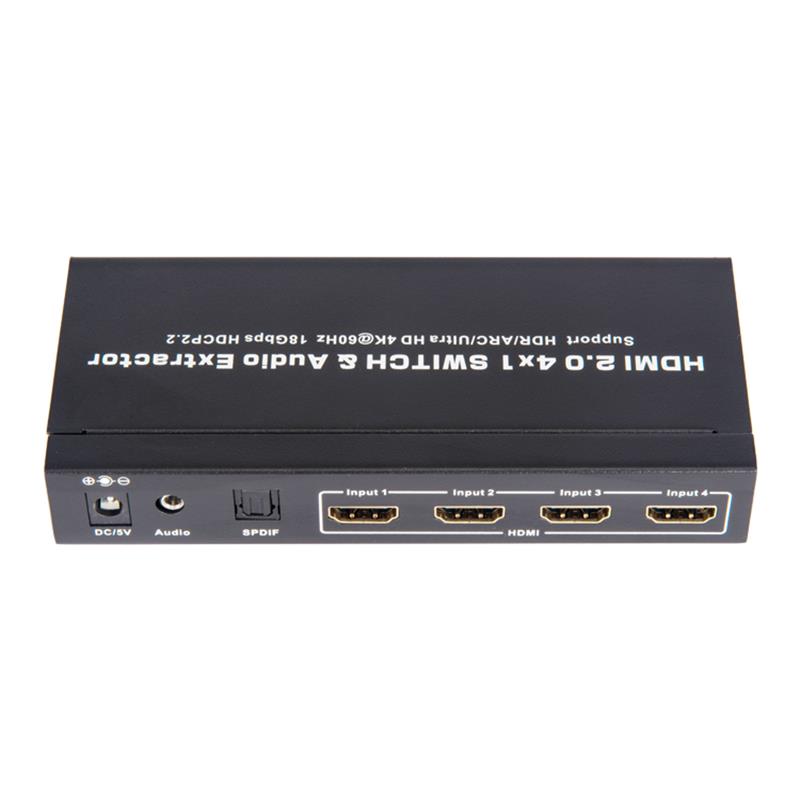 V2.0 HDMI 4x1 Switcher & Audio Extractor Ondersteuning ARC Ultra HD 4Kx2K @ 60Hz HDCP2.2 18 Gbps