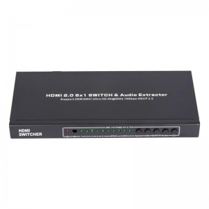 V2.0 HDMI 5x1 Switcher & Audio Extractor Ondersteuning ARC Ultra HD 4Kx2K @ 60Hz HDCP2.2 18 Gbps