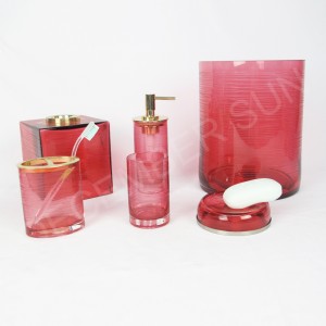 Ronde gravure strepen met kleur verdwaalde glazen badkameraccessoires set