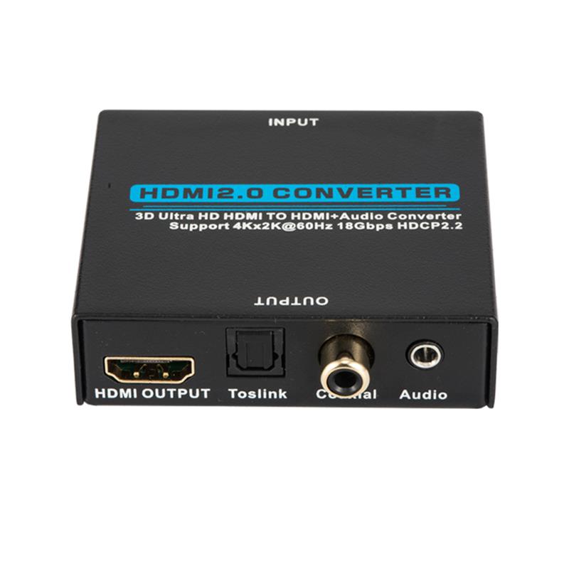 V2.0 HDMI Audio Extractor HDMI naar HDMI + Audio converter Ondersteuning 3D Ultra HD 4Kx2K @ 60Hz HDCP 2.2 18 Gbps