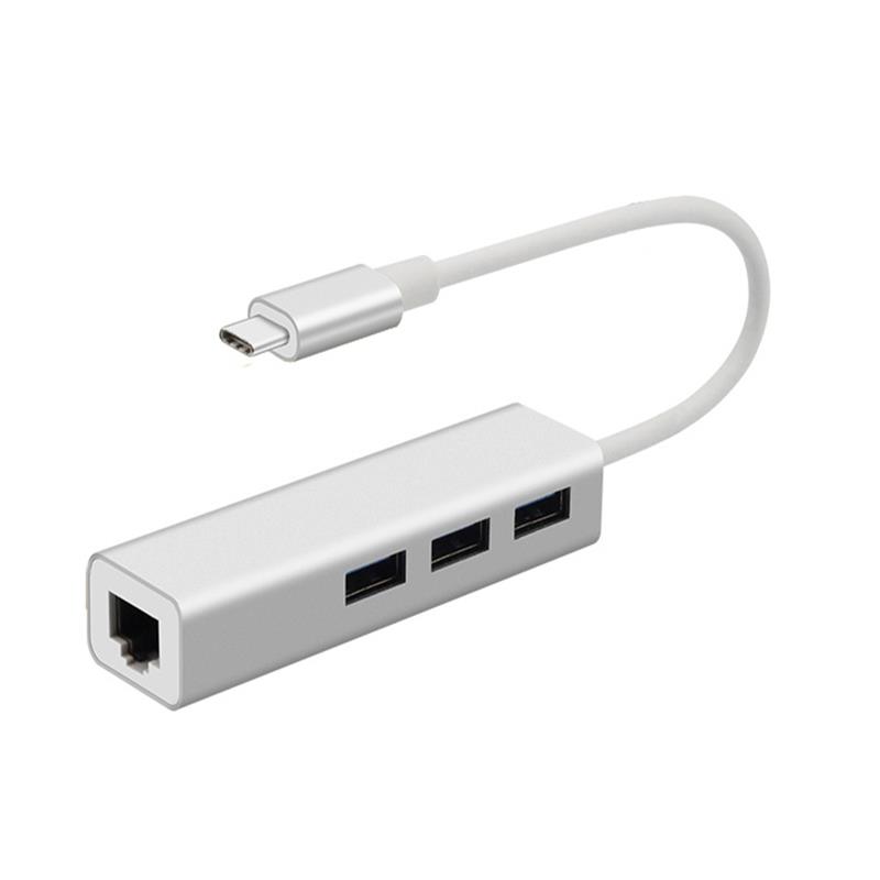 USB Type C naar LAN (1000M) + USB 3.0x3 Hub-adapter