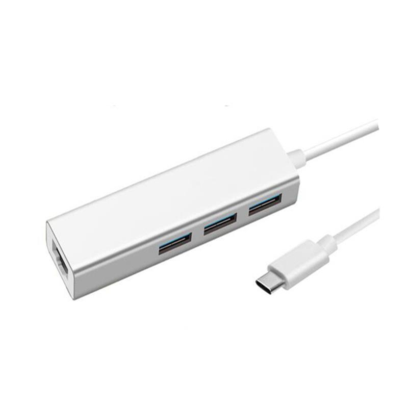 USB Type C naar LAN (1000M) + USB 3.0x3 Hub-adapter