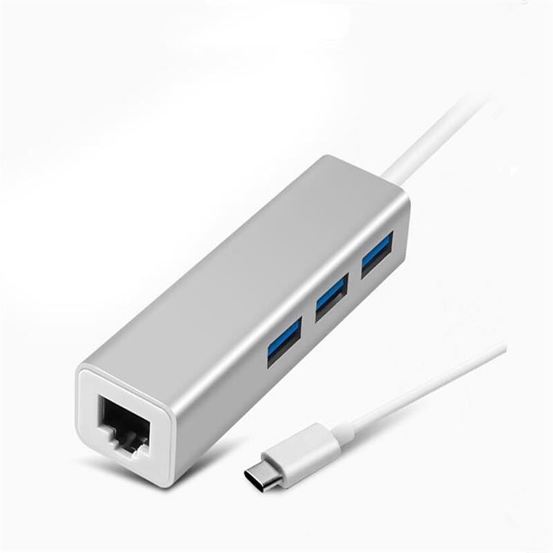 USB Type C naar LAN (1000M) + USB 3.0x3 Hub-adapter