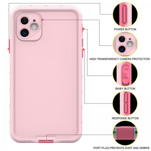 Waterbestendige mobiele telefoon geval water resistente iphone geval het beste waterdichte geval voor iphone 11 (roze) met vaste kleur back cover