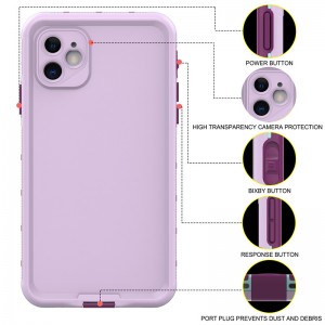 iphone 11 waterproof geval volledig waterdicht iphone 11 geval waterdicht (paars) met vaste kleur rug cover