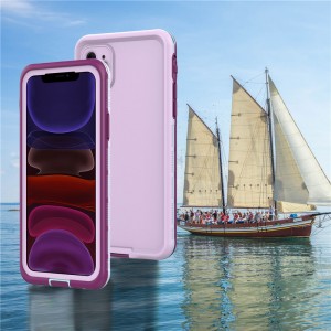 iphone 11 waterproof geval volledig waterdicht iphone 11 geval waterdicht (paars) met vaste kleur rug cover