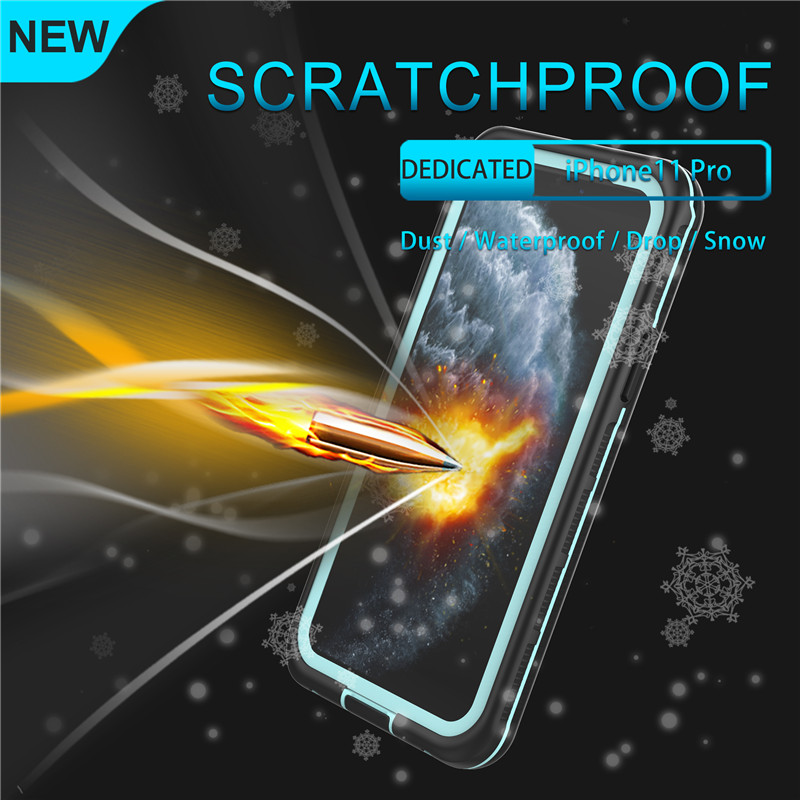 Waterdichte mobiele telefoon accessoires waterbestendig tasje voor onderwater tas voor iPhone 11 pro (blauw) met effen kleur achterkant