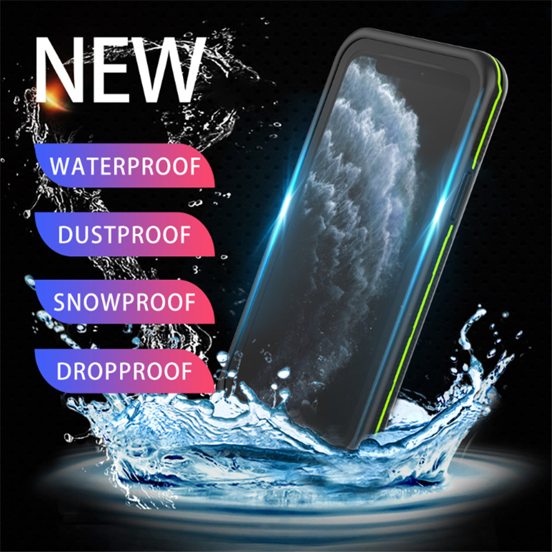 Waterdichte telefoonhoes voor zwemwater iphone 11 pro max case levenslange telefoon (zwart) met transparante achterkant