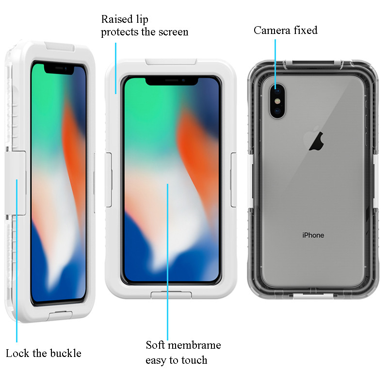 Universele mobiele telefoon waterdichte behuizing kleine heldere waterdichte behuizing onderwater cameratas voor iPhone XS Max (wit)