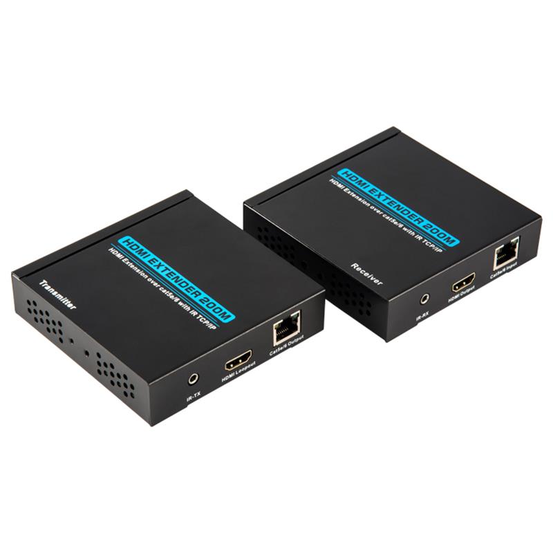 V1.3 HDMI-extender 200 m via enkele cat5e / 6-kabel Ondersteuning Full HD 1080P POE