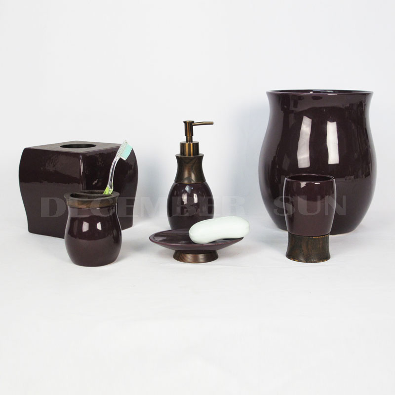 Keramiek met houten onderdelen badkamer toebehoren badset