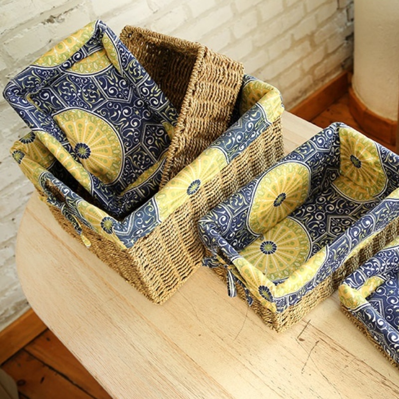 Zeegras slaapkamer opbergmand met voering