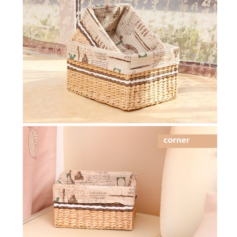 Straw Woven Bakset met voering