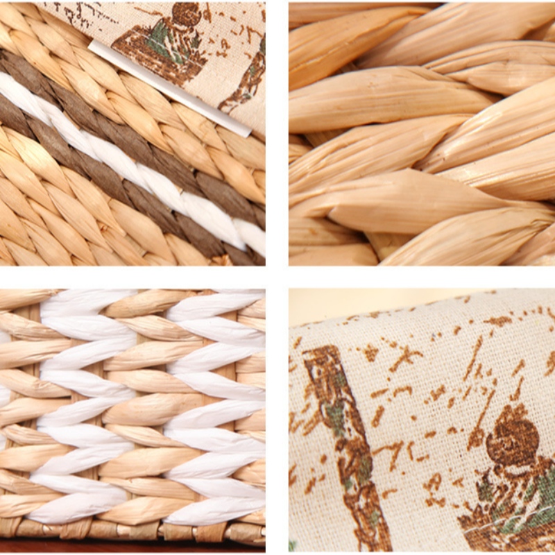 Straw Woven Bakset met voering