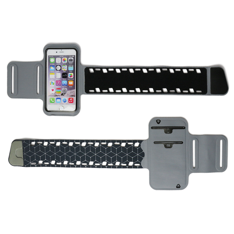 Verstelbare aangepaste Lycra Sport mobiele telefoonarmband voor hardlopen