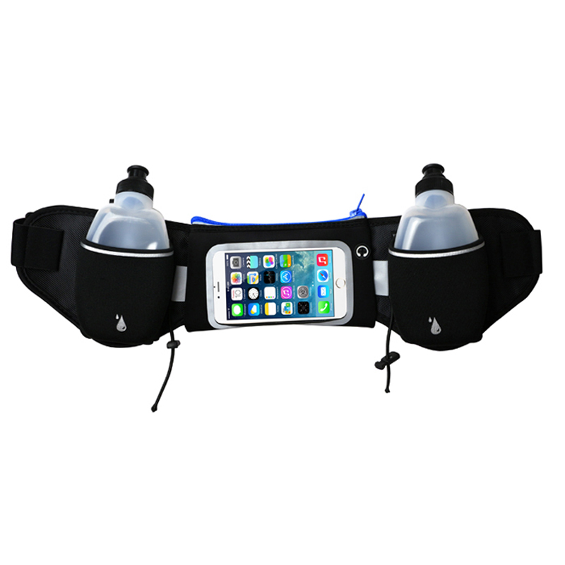Elastische sportriem met twee pc's Waterflessen Runner Bum Pouch