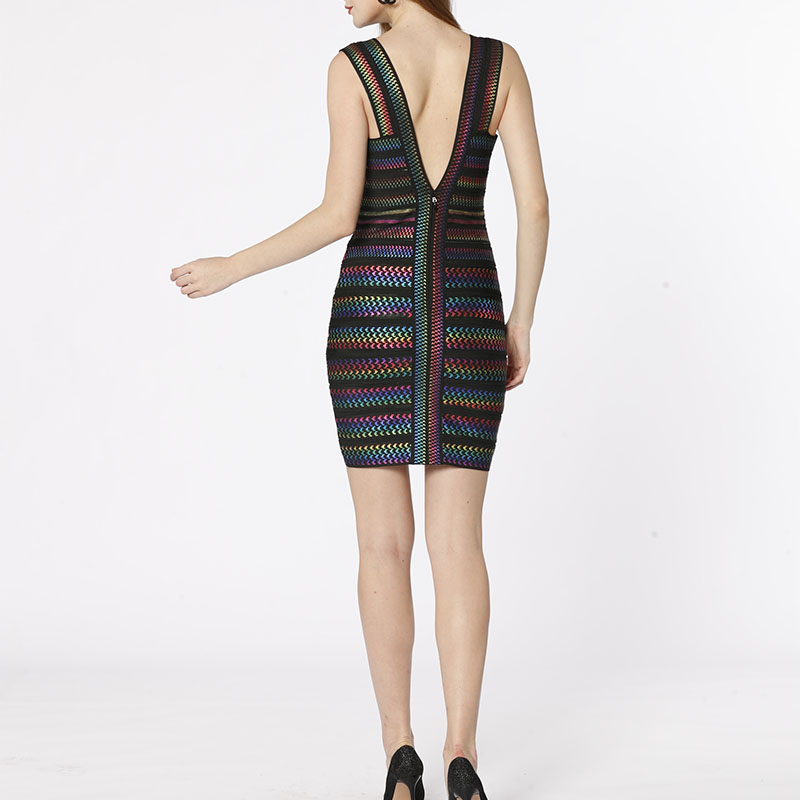Aangepaste zwarte rugloze blingfolie elegante bodycon slip potlood sexy bandage jurken vrouwen voor avond clubfeest