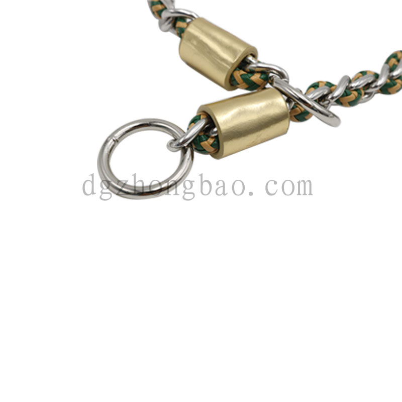 Leren touw door ketting slijtvaste trekkoordhalsband voor huisdieren