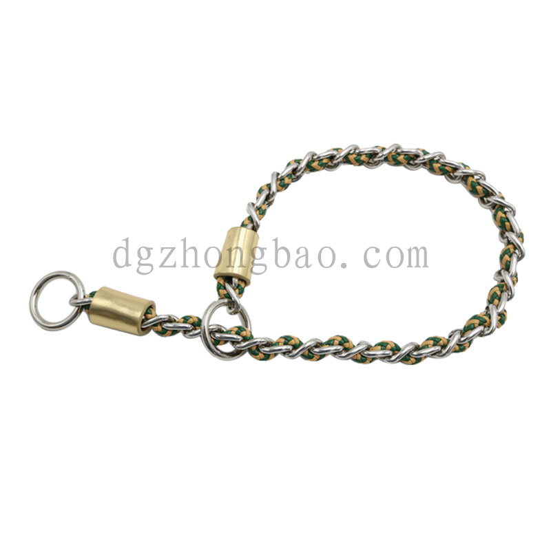 Leren touw door ketting slijtvaste trekkoordhalsband voor huisdieren