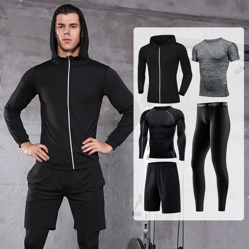 FDMM021-5 Pcs Men's Workout Clothes Set Fitness Suit Sportswerk