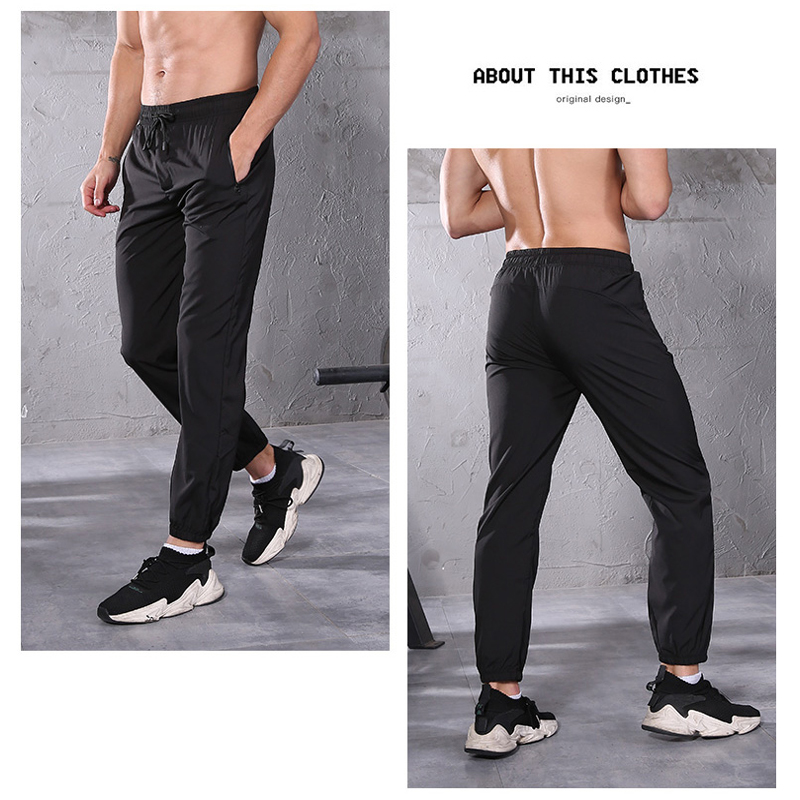 FDMM023-Men's lichte joggers Pants Zipper Pockets Gym Workout Sweatpants