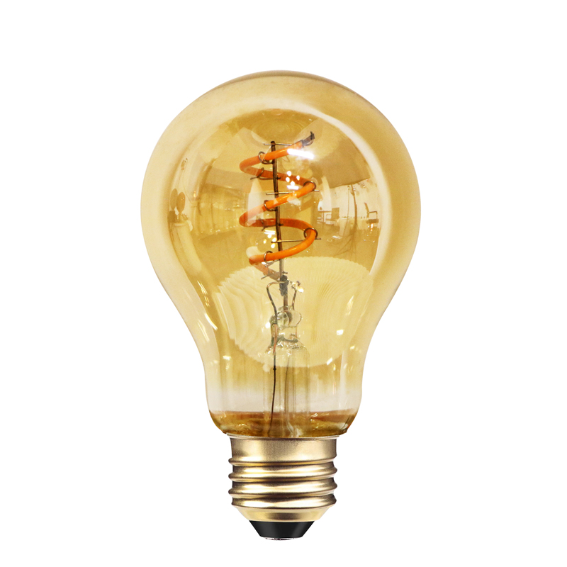 A60 Amber kleurcoating glas 3.5w spiraalgloeidraad licht