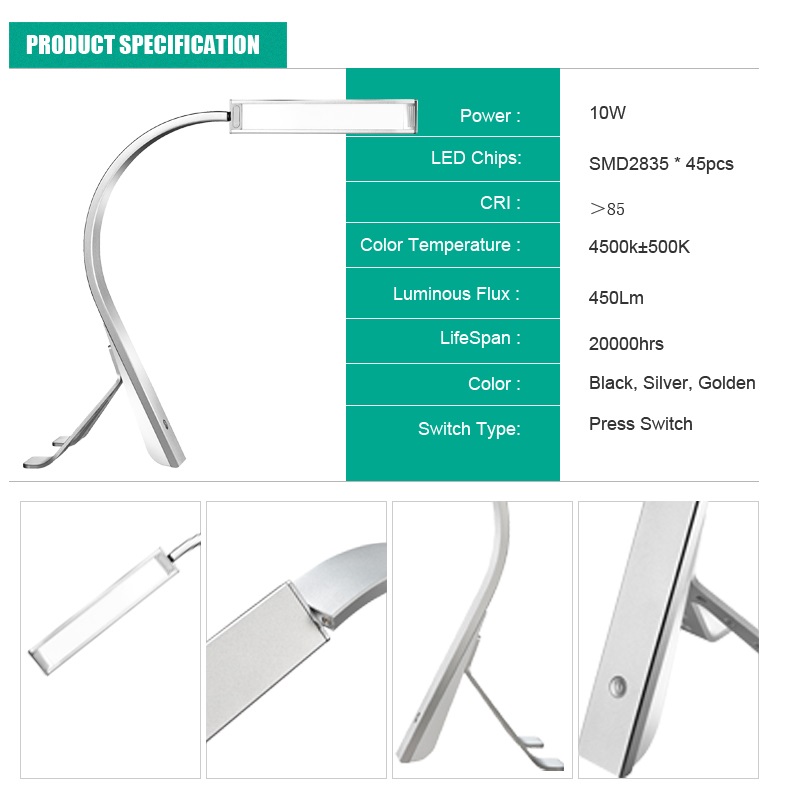 523 Touch Dimming LED Table Lamp led Desk Lamp Office Lamp Flexible Metal met overzeese entrepots
