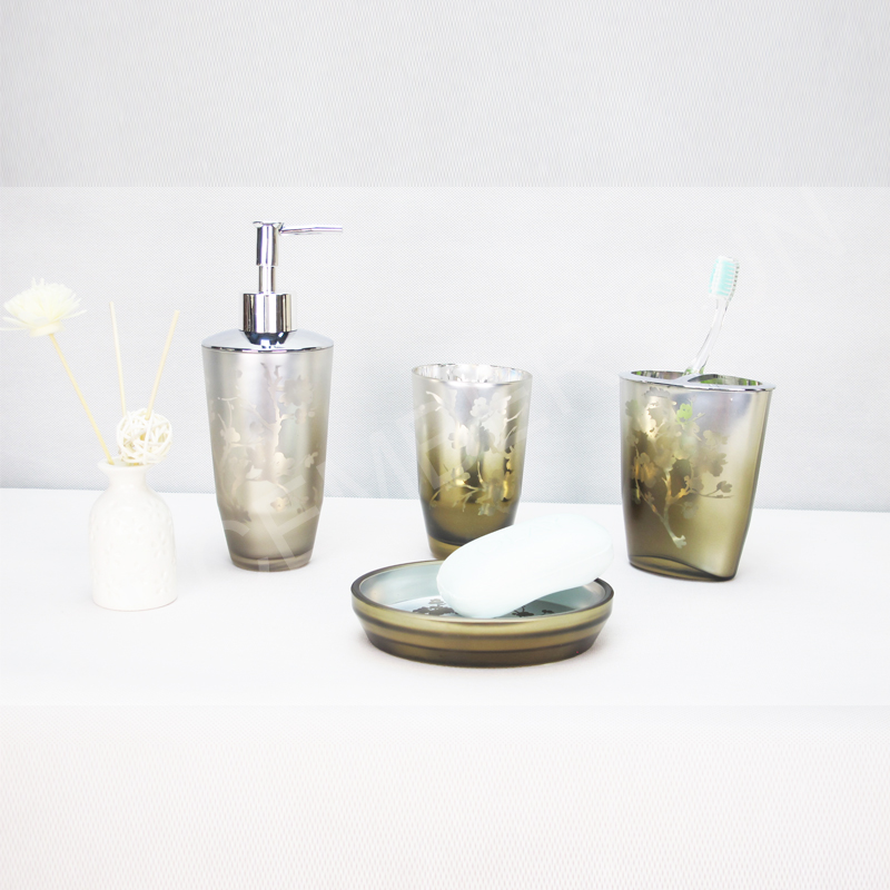 Set van 4 glazen badkameraccessoires