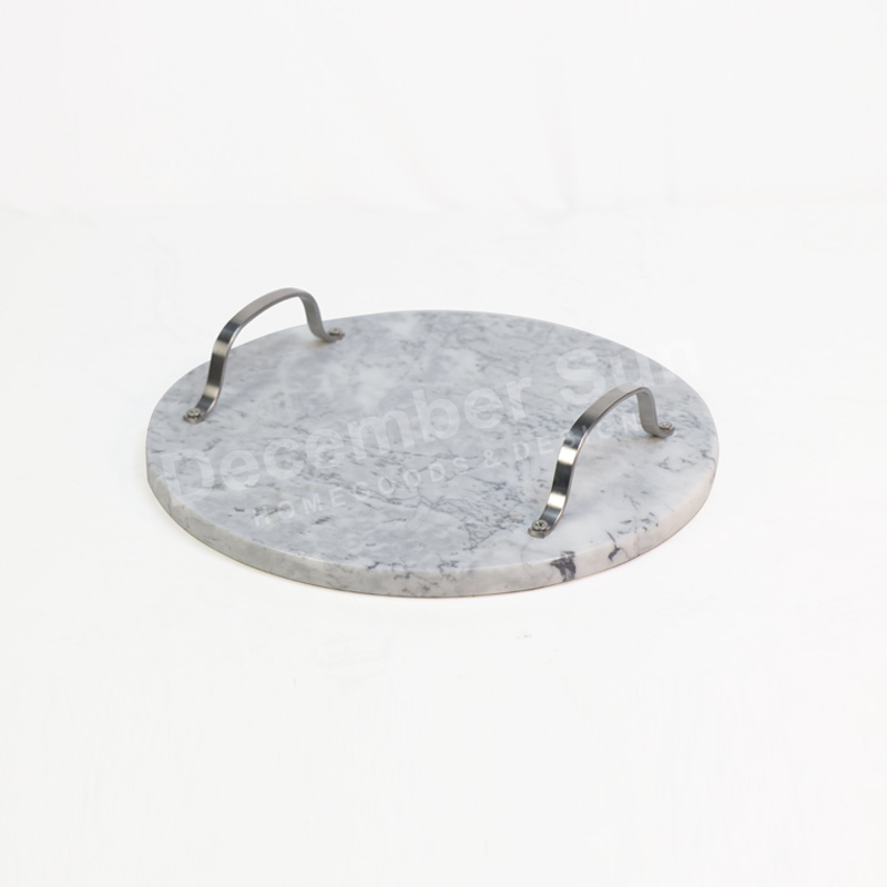 Heet verkoop marmeren dienblad met metalen handvat