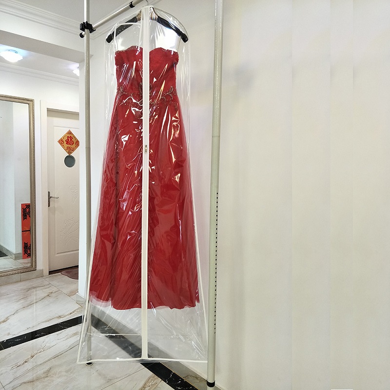 SGW06 Doorzichtige PVC lange bruidsjurk Cover trouwjurk kledingzak