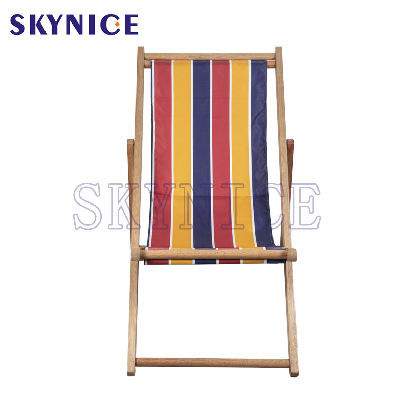 Aanhangbare Reclining Wooden Beach Sling Canvas Stoel