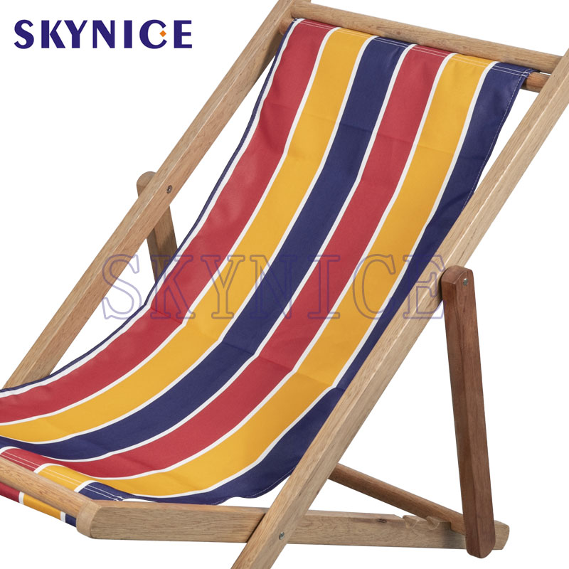 Aanhangbare Reclining Wooden Beach Sling Canvas Stoel