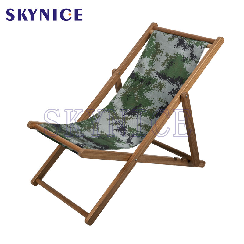 Fabriek Hot Sale Houten Canvas Folding Reclining Beach Stoel