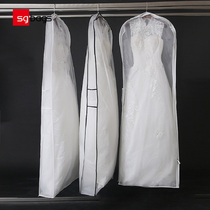 SGW08 2020 Aangepaste bedrukte extra lange bruids ademende jurk Dress Cover kledingtas voor trouwjurk
