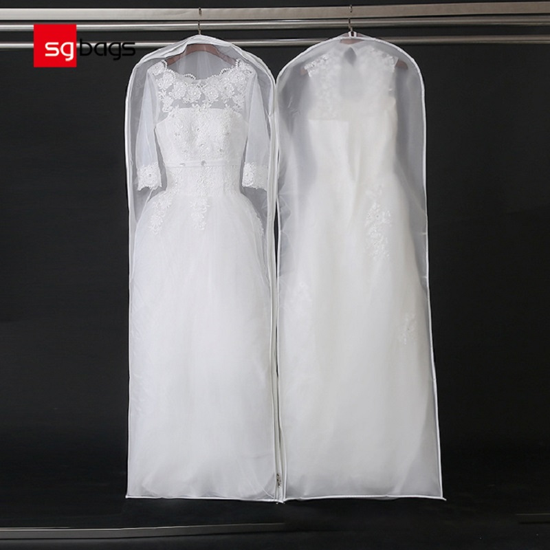 SGW08 2020 Aangepaste bedrukte extra lange bruids ademende jurk Dress Cover kledingtas voor trouwjurk