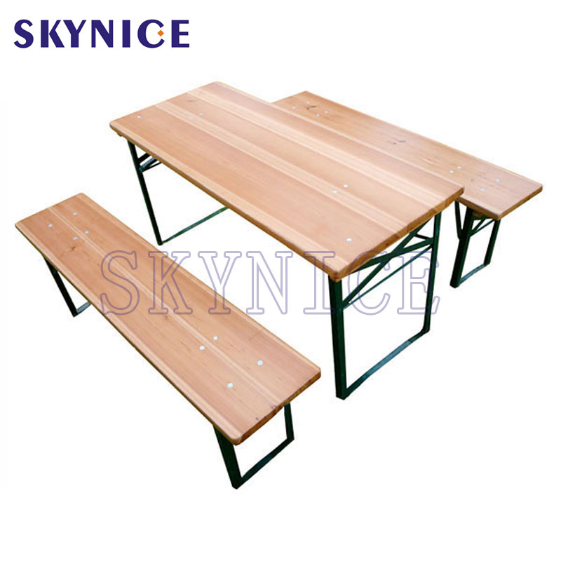 Sterke outdoor houten opvouwbare biertafel met bierbank