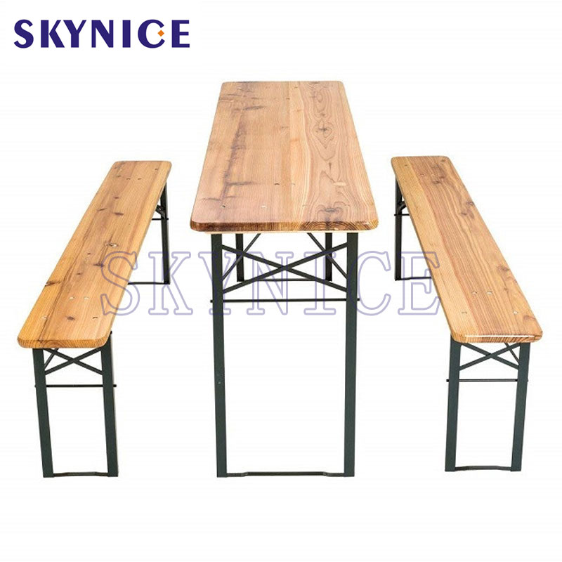 3 STUKS Biertafel Bench Set Opvouwbare Houten Top Picknicktafel