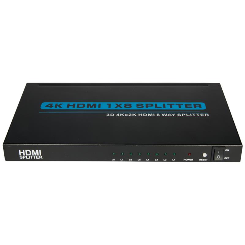 4K 8 poorten HDMI 1x8 splitter Ondersteuning 3D Ultra HD 4Kx2K / 30Hz