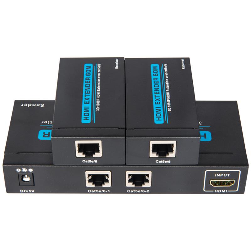 2 poorten UTP HDMI 1x2 splitter over Single Cat5e / 6 met 2 ontvangers tot 60m