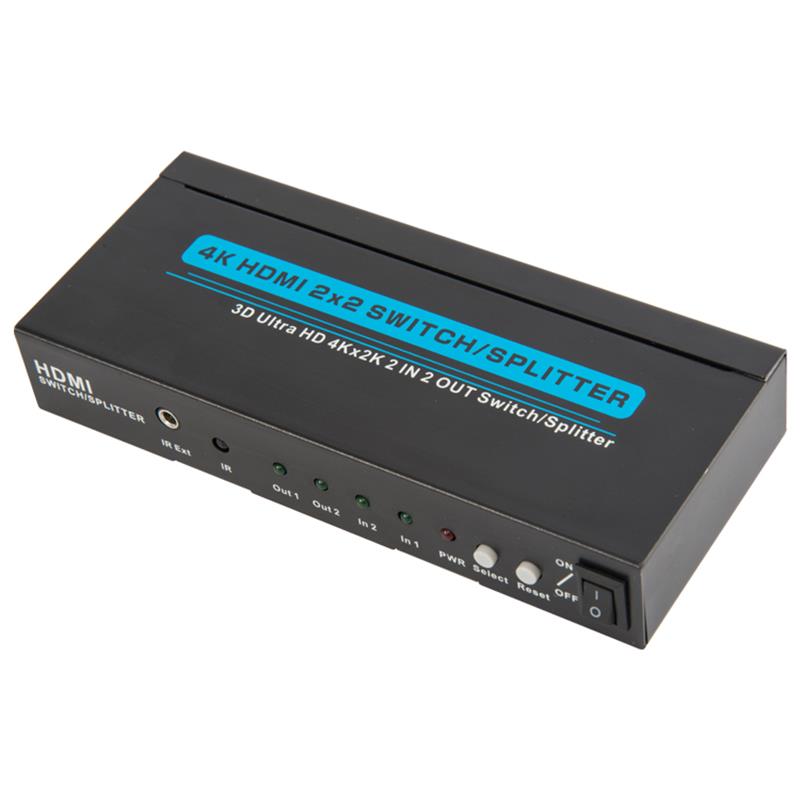 4K / 30Hz HDMI 2x2 Switcher / Splitter Ondersteuning 3D Ultra HD 4Kx2K / 30Hz