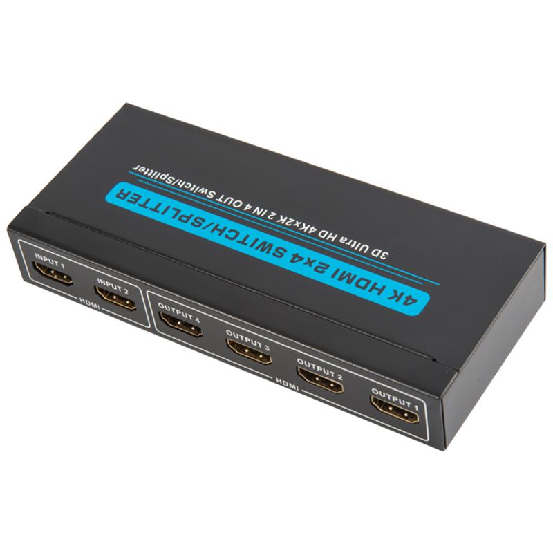 4K / 30Hz HDMI 2x4 Switcher / Splitter Ondersteuning 3D Ultra HD 4Kx2K / 30Hz