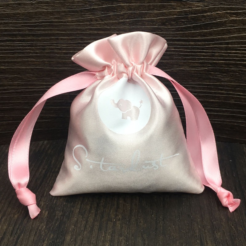 SGS43 Custom Satin Hair Stofzakken Roze Pruik Verpakking Satijnen Gift Bags Groothandel